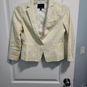 Banana Republic Yellow and White Striped Blazer